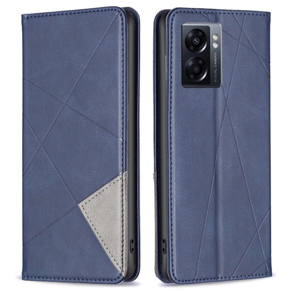 For Oppo A57 (2022) 5G   A77 5G BF Imprinting Pattern Series-1 Geometric Imprinted Stand Case PU Leather Magnetic Auto-absorbed Card Holder Phone Cover Online Hot Sale