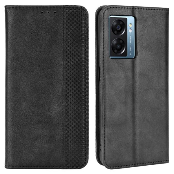 For Oppo A57 (2022) 5G   A77 5G Vintage PU Leather Wallet Case Imprinted Mosaic Hands-Free Stand Magnetic Auto Closing Flip Cover Online