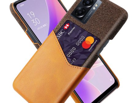 For Oppo A57 (2022) 5G   A77 5G Phone Case Cloth Texture PU Leather Coated PC Cover with Card Slot Design Cheap