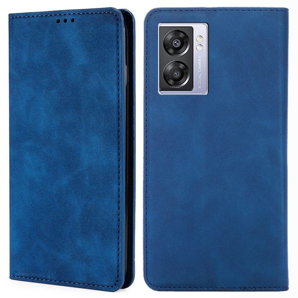 For Oppo A57 (2022) 5G   A77 5G   Realme Q5i Phone Stand Shell, Card Holder Design Anti-drop Skin-touch Feeling Leather Case Online now