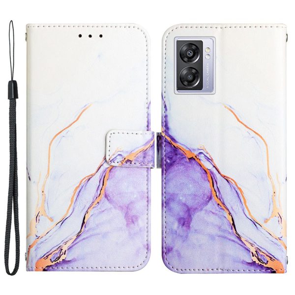 Pattern Printing Leather Series-5 for Oppo A57 (2022) 5G   A77 5G Marble Pattern Phone Guard Case PU Leather Wallet Stand Shell Protective Flip Cover For Sale