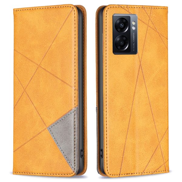 For Oppo A57 (2022) 5G   A77 5G BF Imprinting Pattern Series-1 Geometric Imprinted Stand Case PU Leather Magnetic Auto-absorbed Card Holder Phone Cover Online Hot Sale