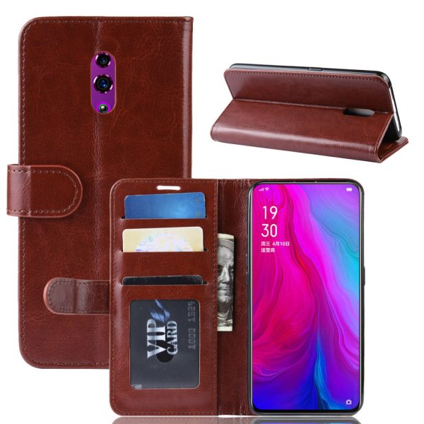 Crazy Horse [Wallet Stand] Leather Mobile Case for Oppo Reno For Cheap