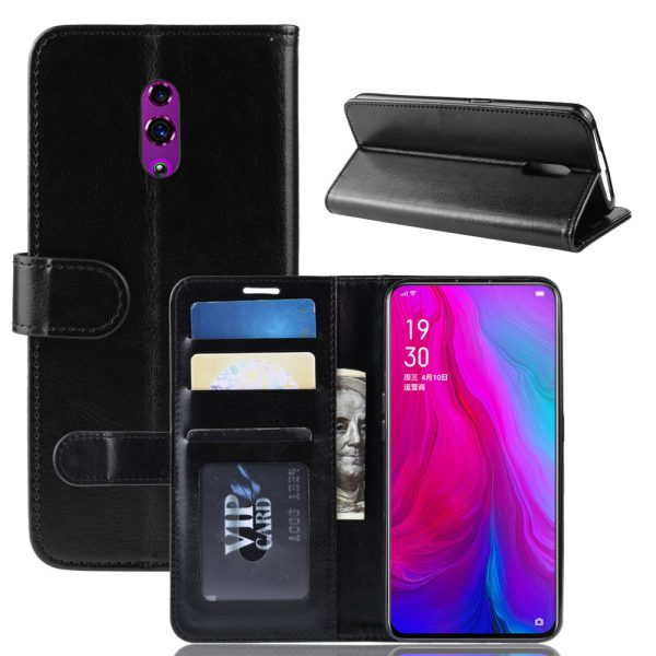 Crazy Horse [Wallet Stand] Leather Mobile Case for Oppo Reno For Cheap