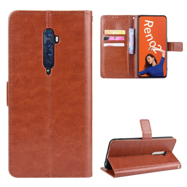 Crazy Horse Leather Wallet Case for OPPO Reno2 For Discount