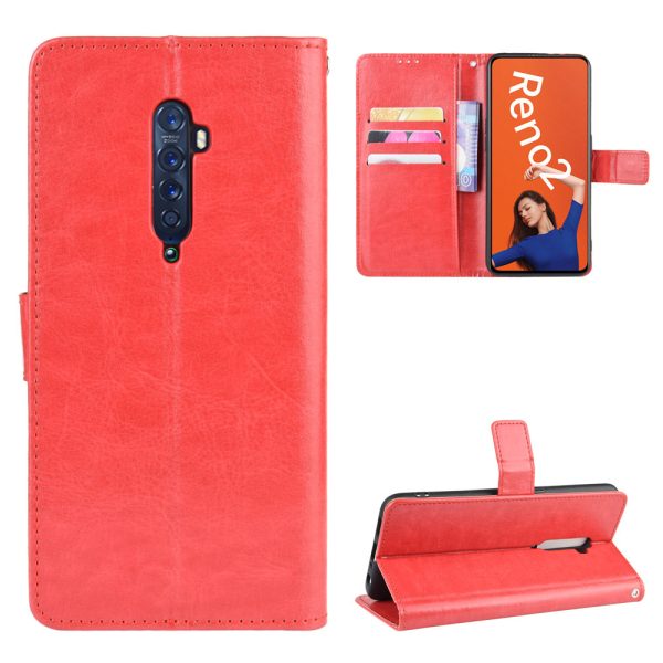 Crazy Horse Leather Wallet Case for OPPO Reno2 For Discount